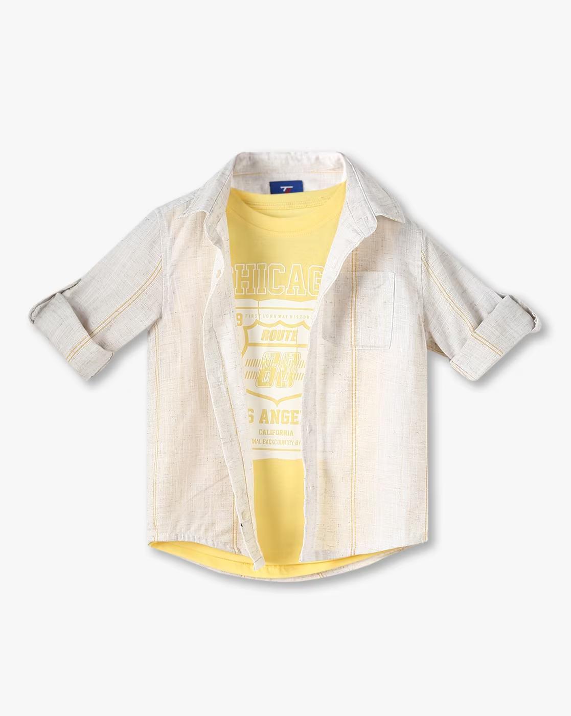 FS Twofer Shirt with Pr, OFF WHITE, 2-3Y