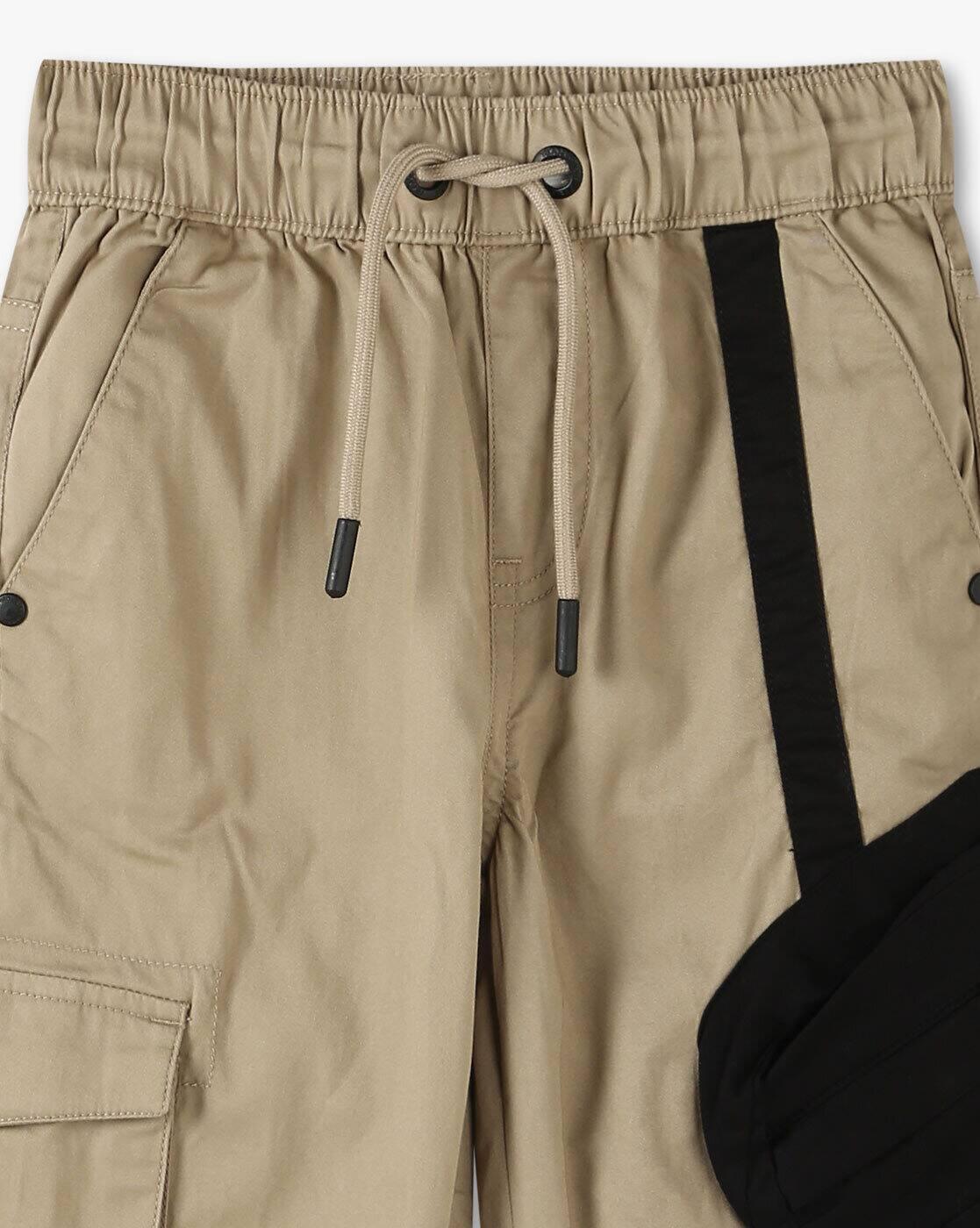 JOGGER FIT TROUSER WITH BAG, KHAKI, 2-3Y