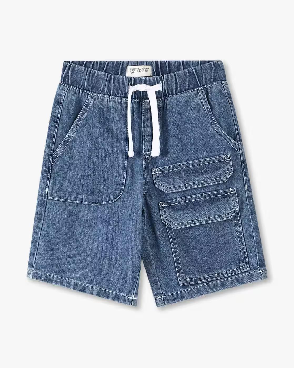 CARGO DENIM SHORTS, BLUE, 2-3Y
