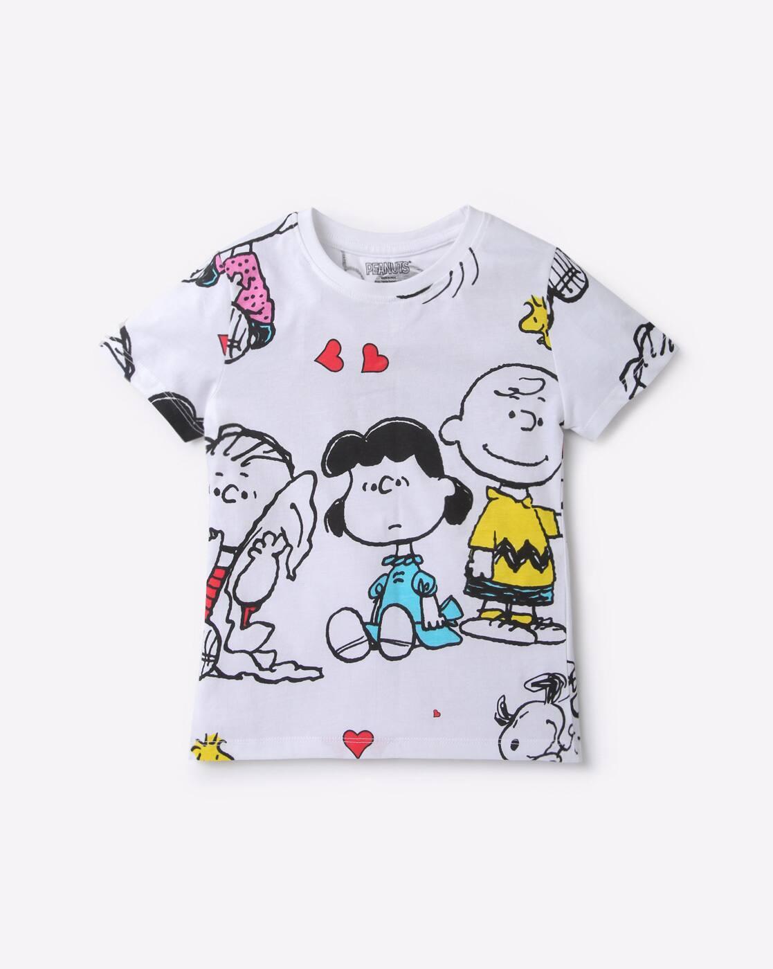 Snoopy Print Round-Neck T-Shirt