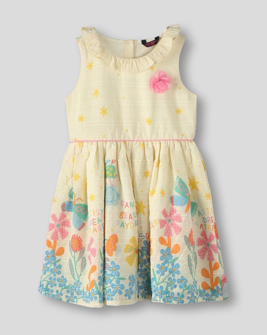 KG FRENDZ FROCKS, LT. YELLOW, 5-6Y