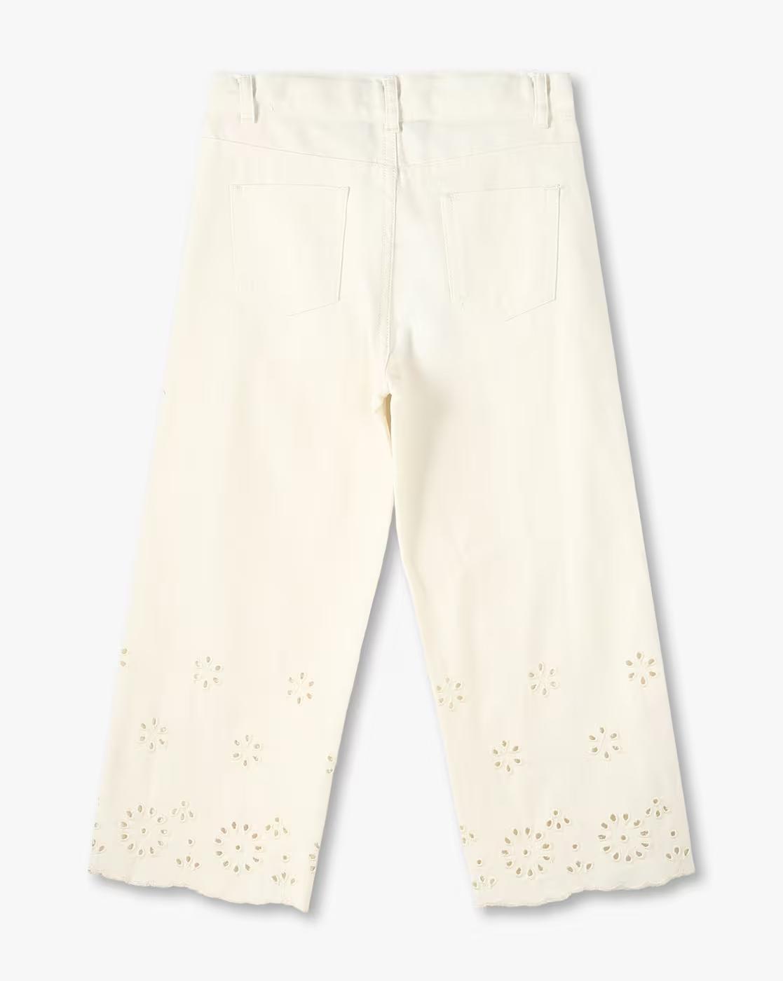 SCALLOP SCHIFFLI DETAIL PANT, ECRU, 5-6Y