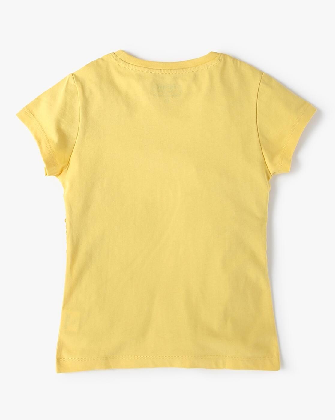 CROCHET SHRUG TSHIRT, YELLOW, 5-6Y