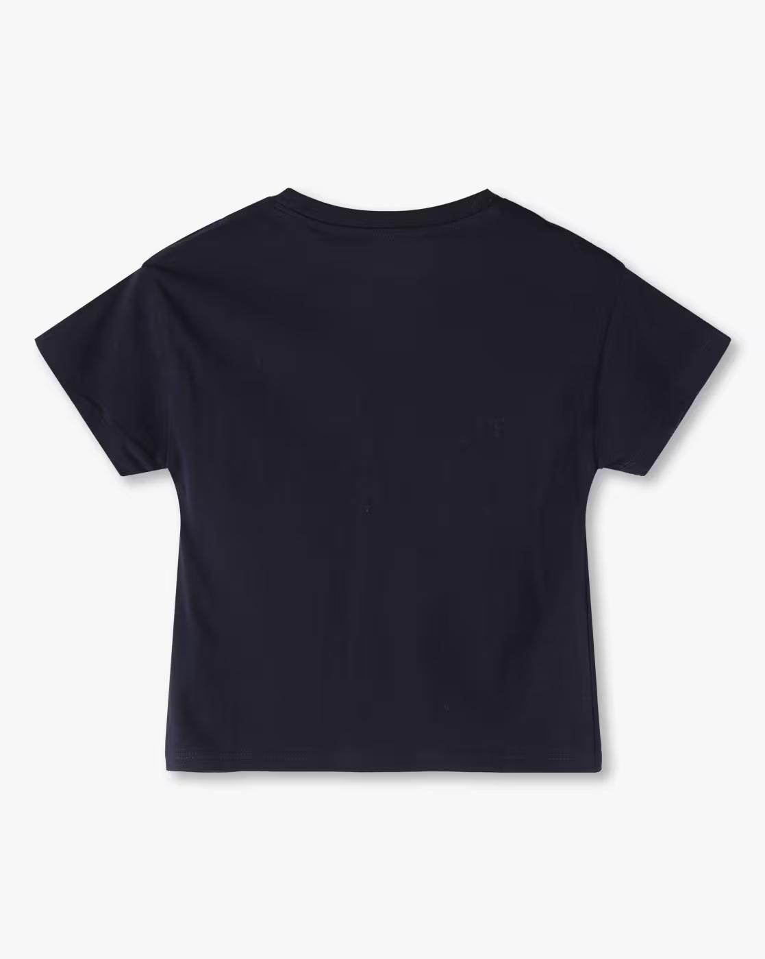 HELLO CROP TSHIRT, NAVY BLUE, 2-3Y
