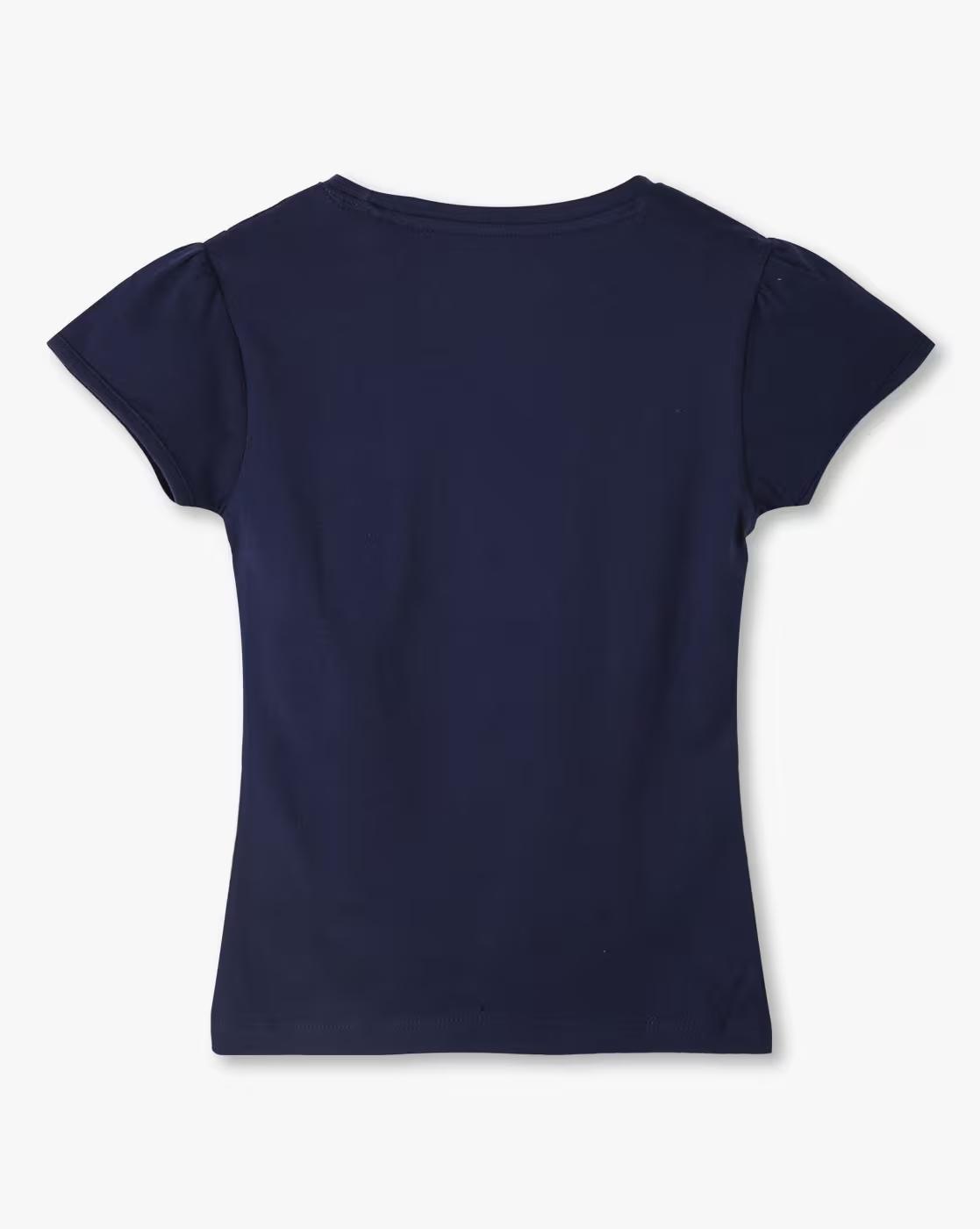 MUNCHKIN CAP SLEEVE TSHIRT, NAVY, 5-6Y