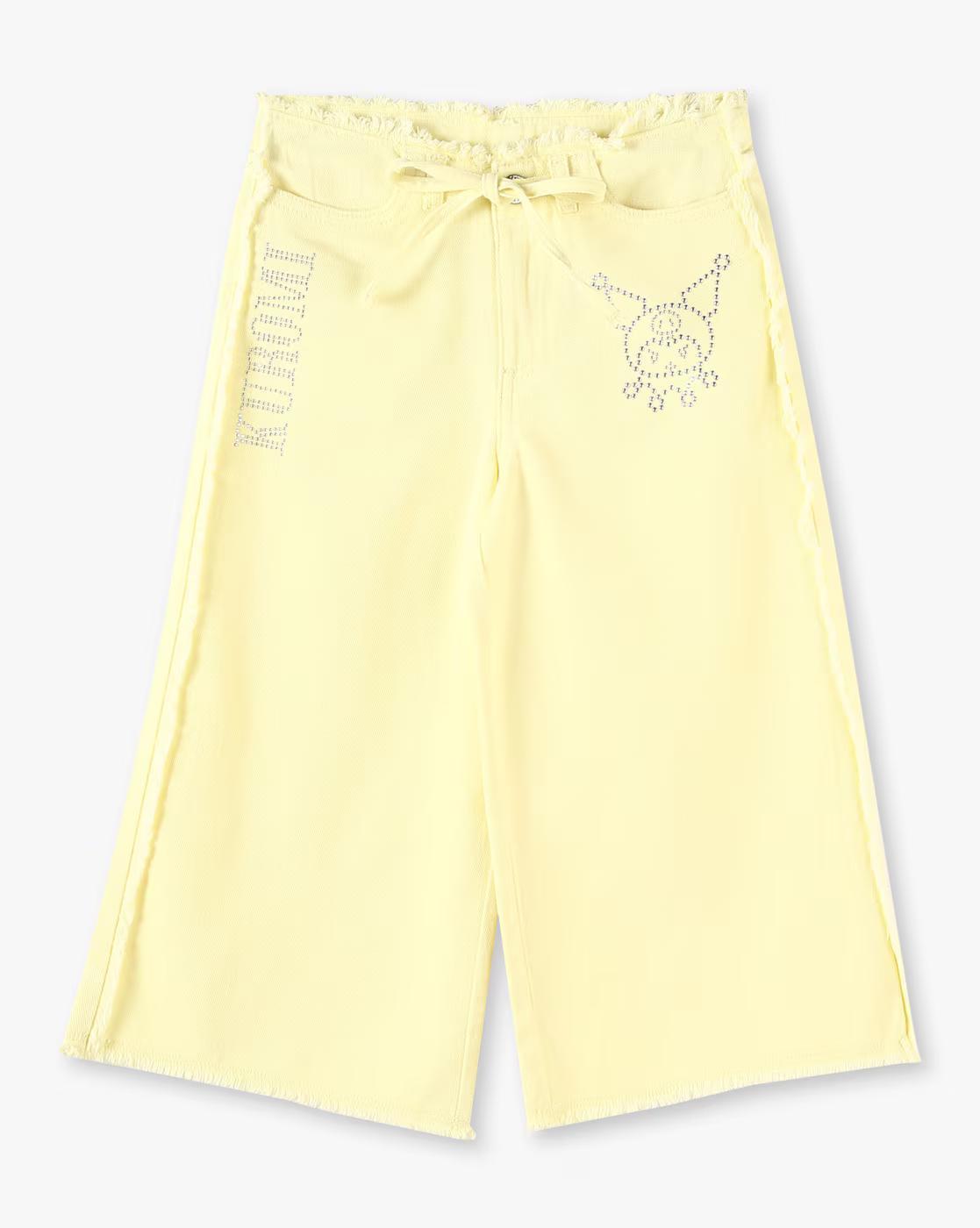 OD PANTS W FRAYED EDGE, LT. YELLOW, 2-3Y