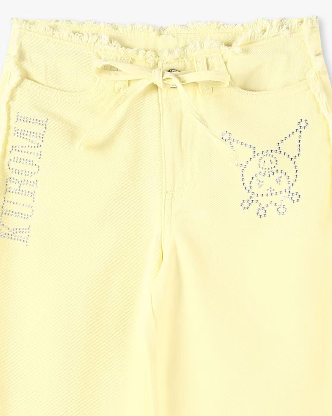 OD PANTS W FRAYED EDGE, LT. YELLOW, 2-3Y