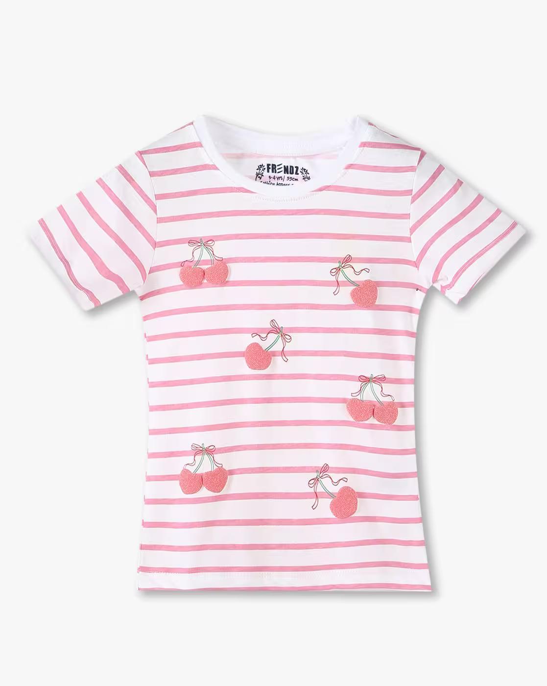 CHERRY REGULAR TSHIRT, WHITE, 7-8Y