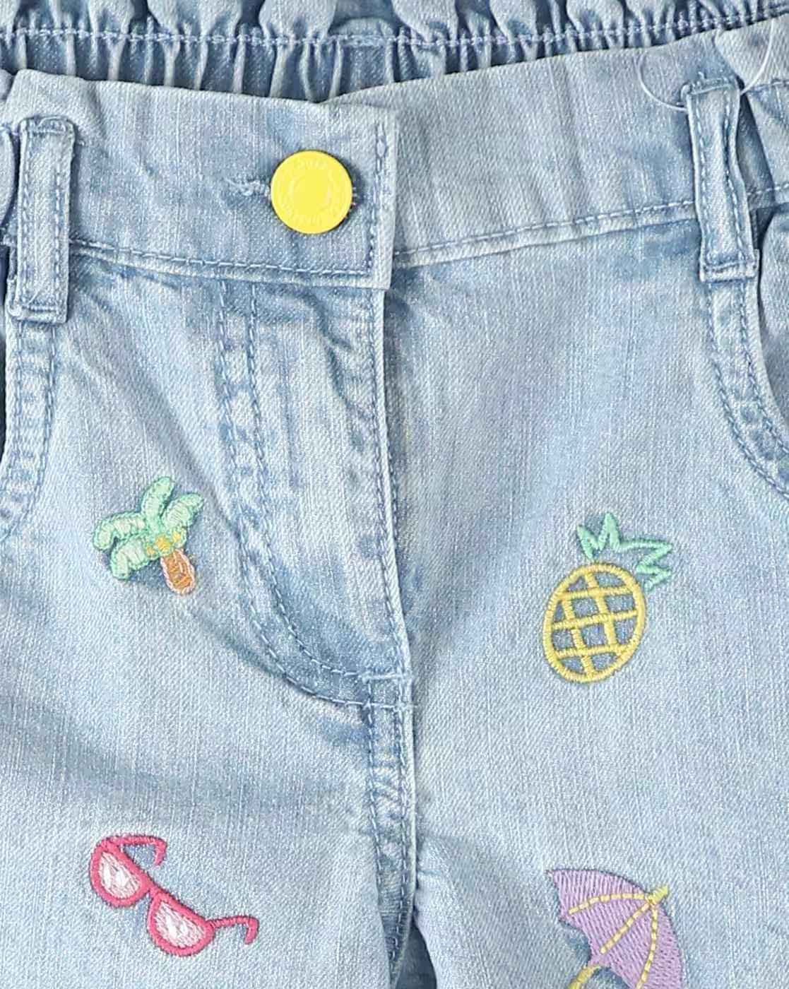 Denim shorts with placement, BLUE, 2-3Y