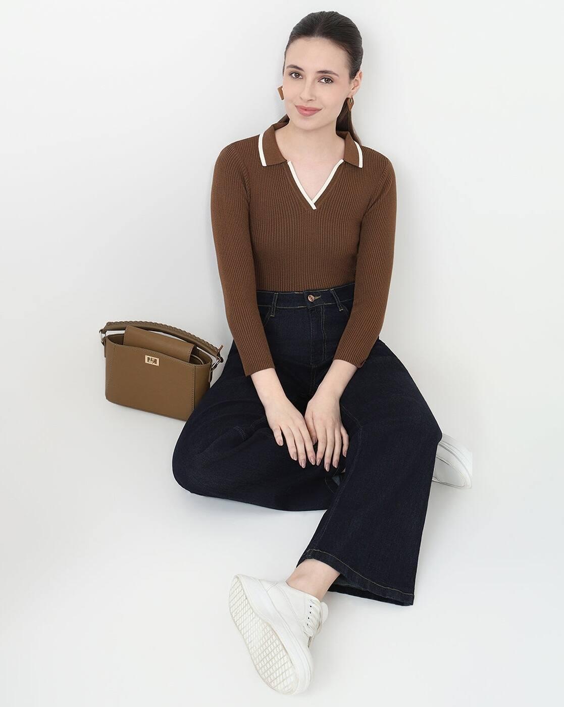 AW25TOPSLTS431, BROWN, S