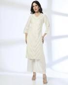 CHEVRON PINTUCK KURTA, WHITE, M