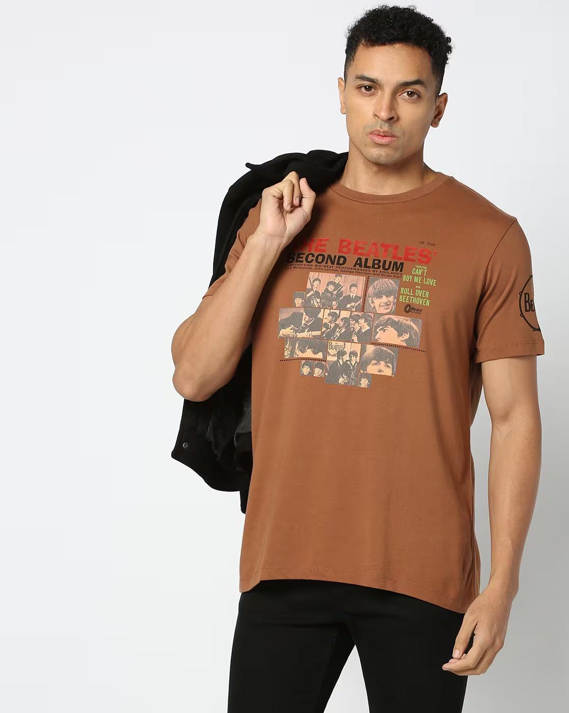 The Beatles - Men The Beatles Print Relaxed Fit Crew-Neck T-Shirt