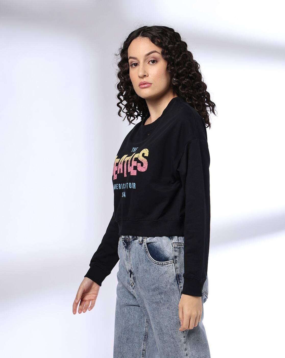 The Beatles - Women Beatles Print Relaxed Fit Crew-Neck Sweatshirt