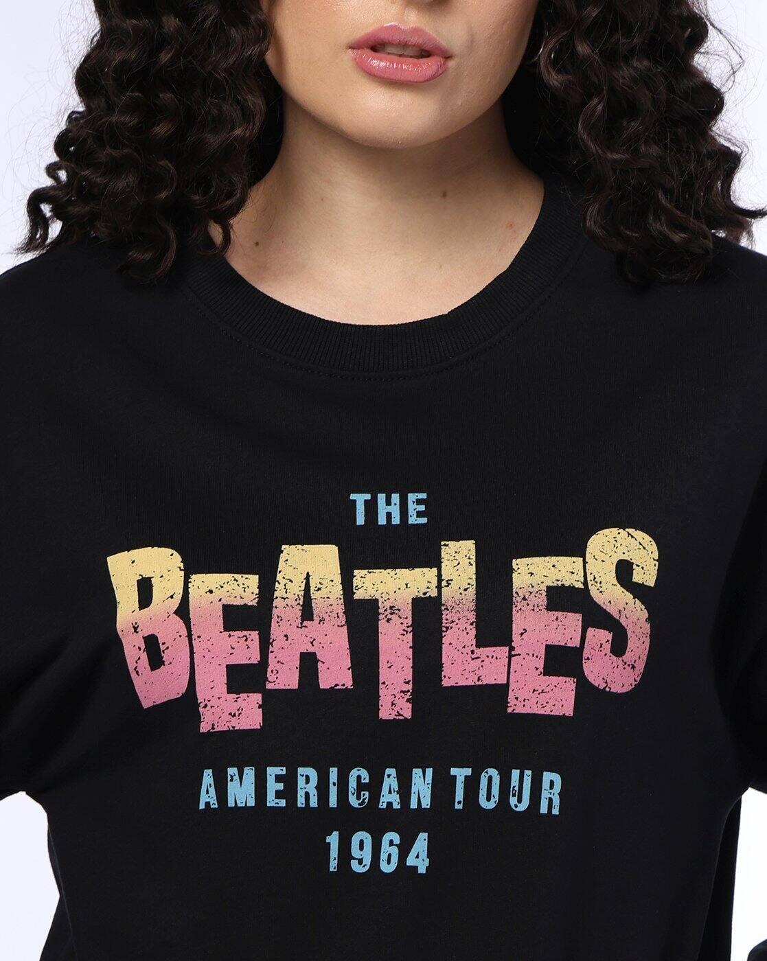The Beatles - Women Beatles Print Relaxed Fit Crew-Neck Sweatshirt