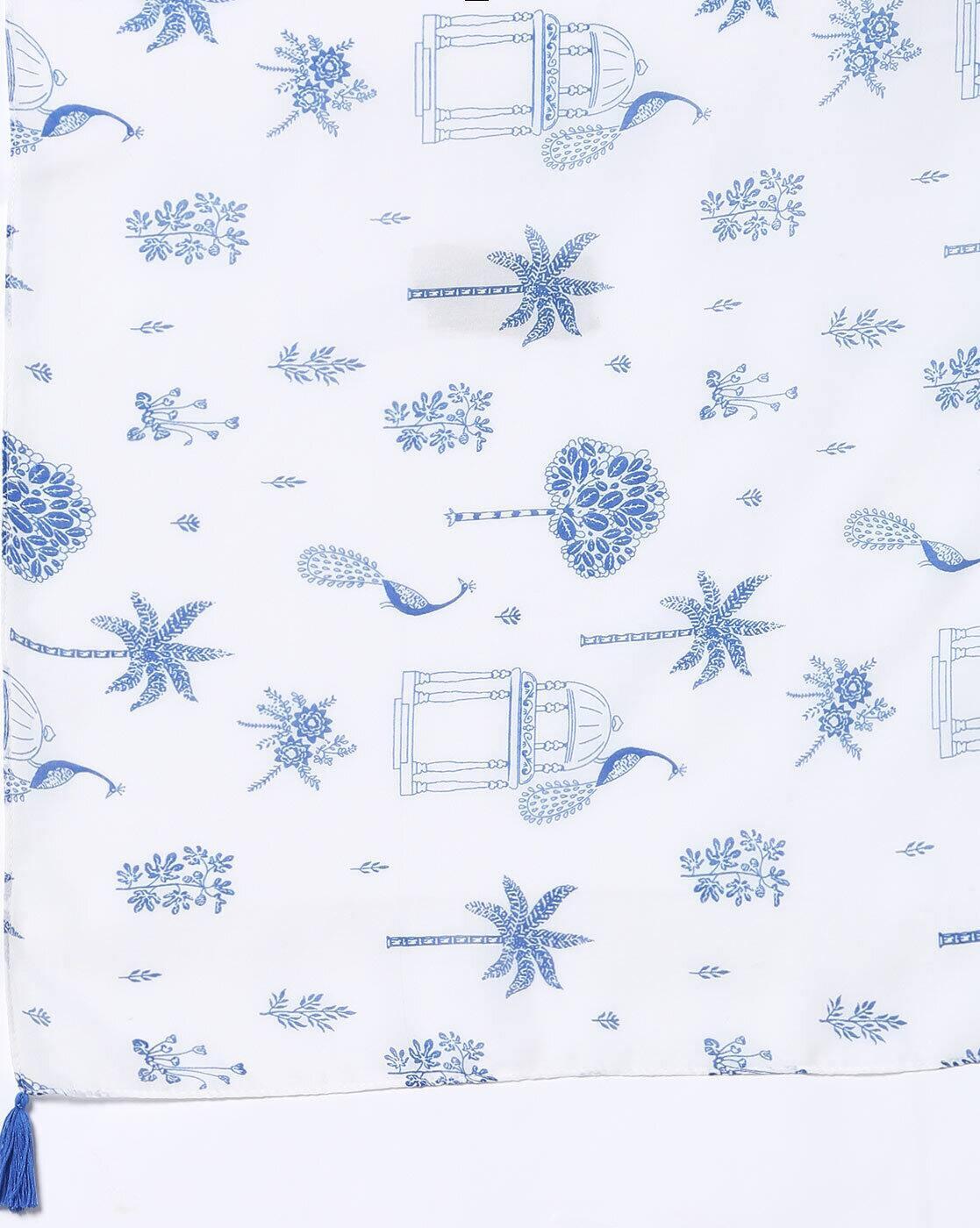 MATCHITT PRINTED SCARF WHT PL, WHITE, FS