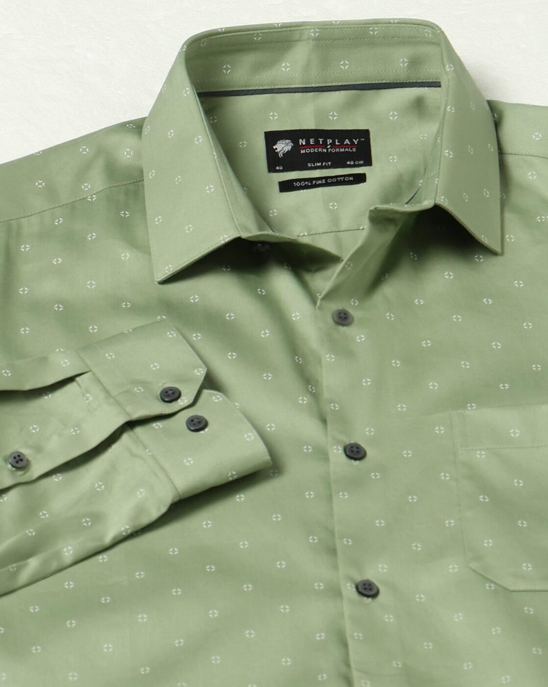 FASHION ULTIMATE PRINT SHIRT, GREEN, 40