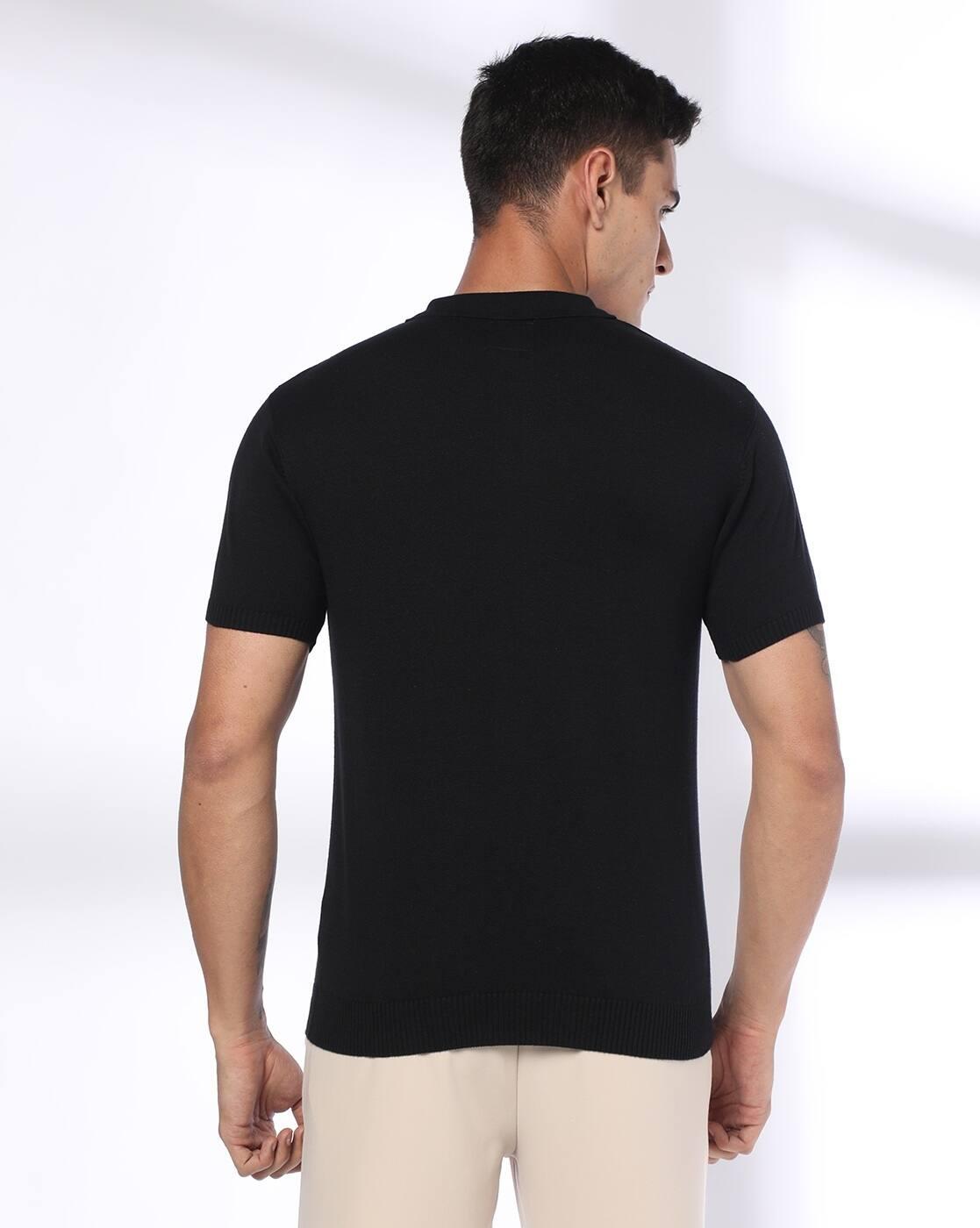 SELF STRUCTURED FLATKNIT POLO, BLACK, XL