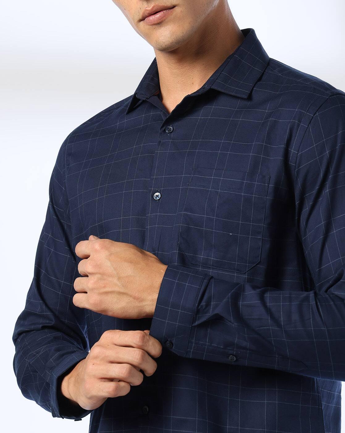Fashion Yarn dyed Shirt, NAVY, 39