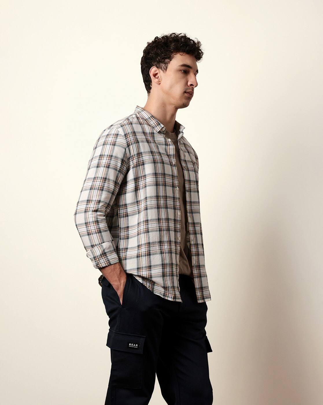 Men Cotton Checked Slim Fit Ca, MULTI, M