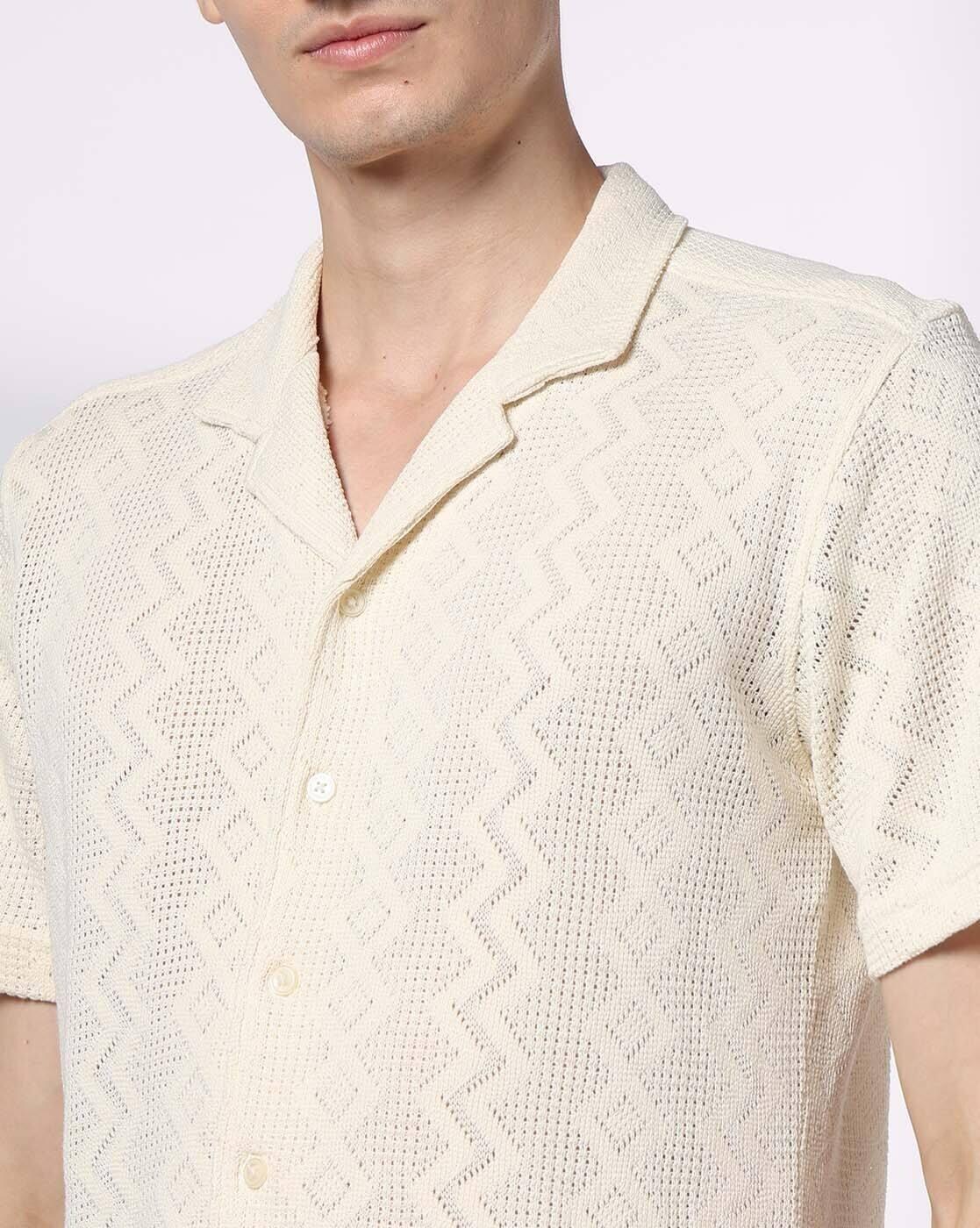 SELF STRUCTURED KNIT SHIRT, WHITE, 44