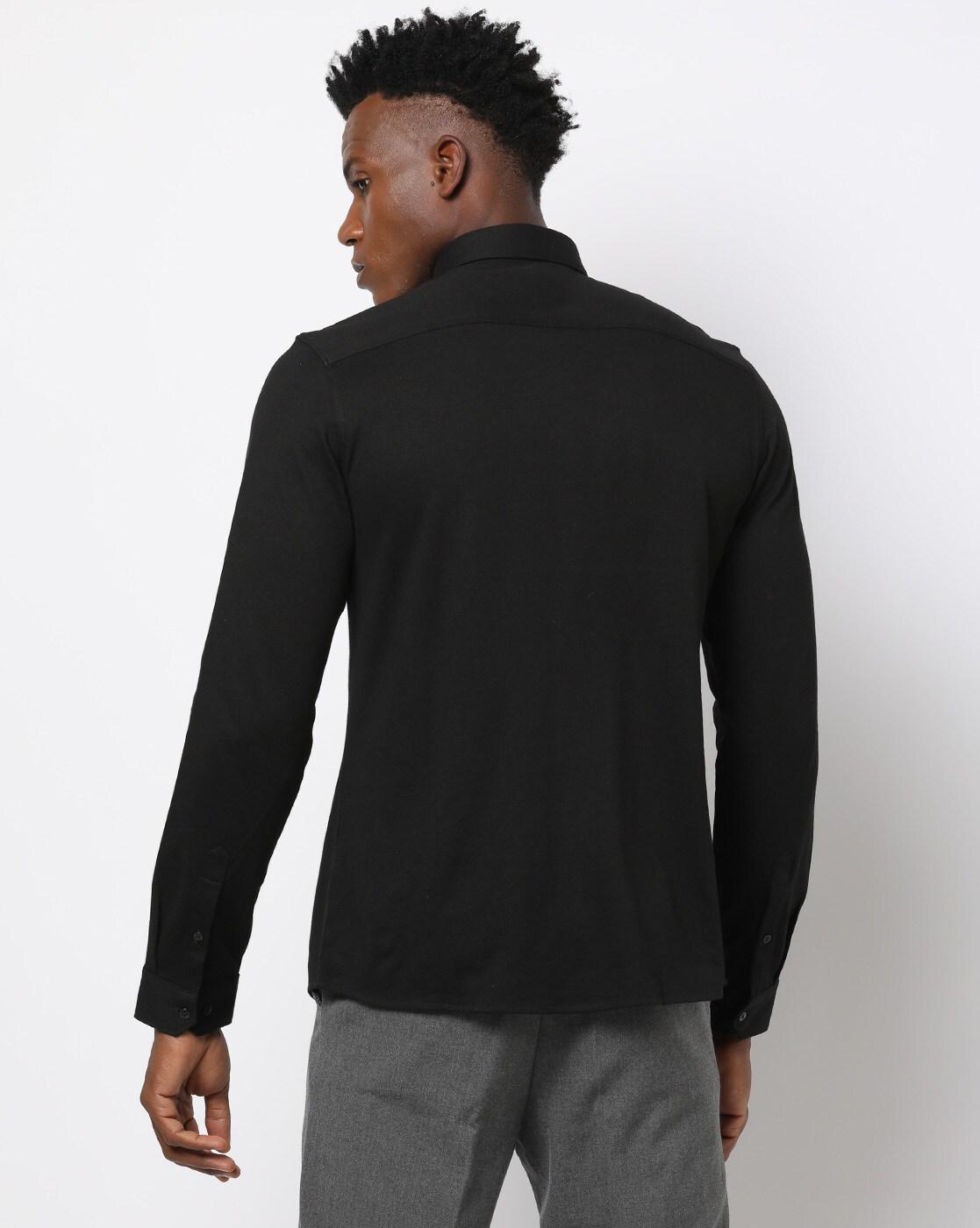 Men Slim Fit Knitted Shirt