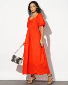 PUFF SLEEVE MAXI DRESS, ORANGE, XL