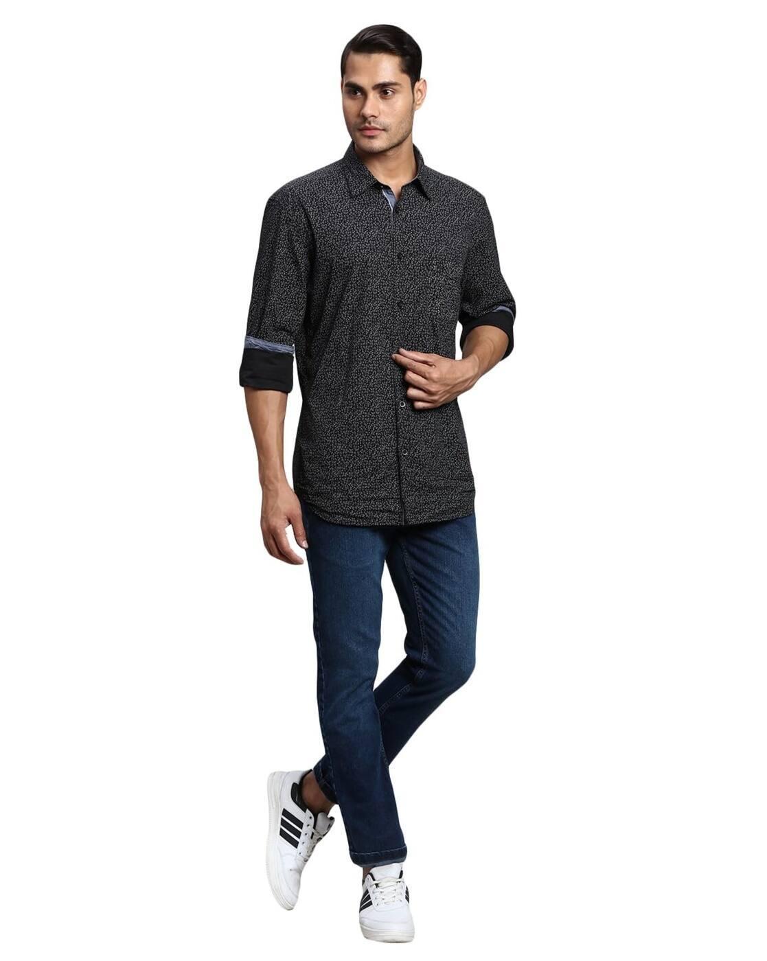 Men Stone Washed Slim Tapered Fit Jeans