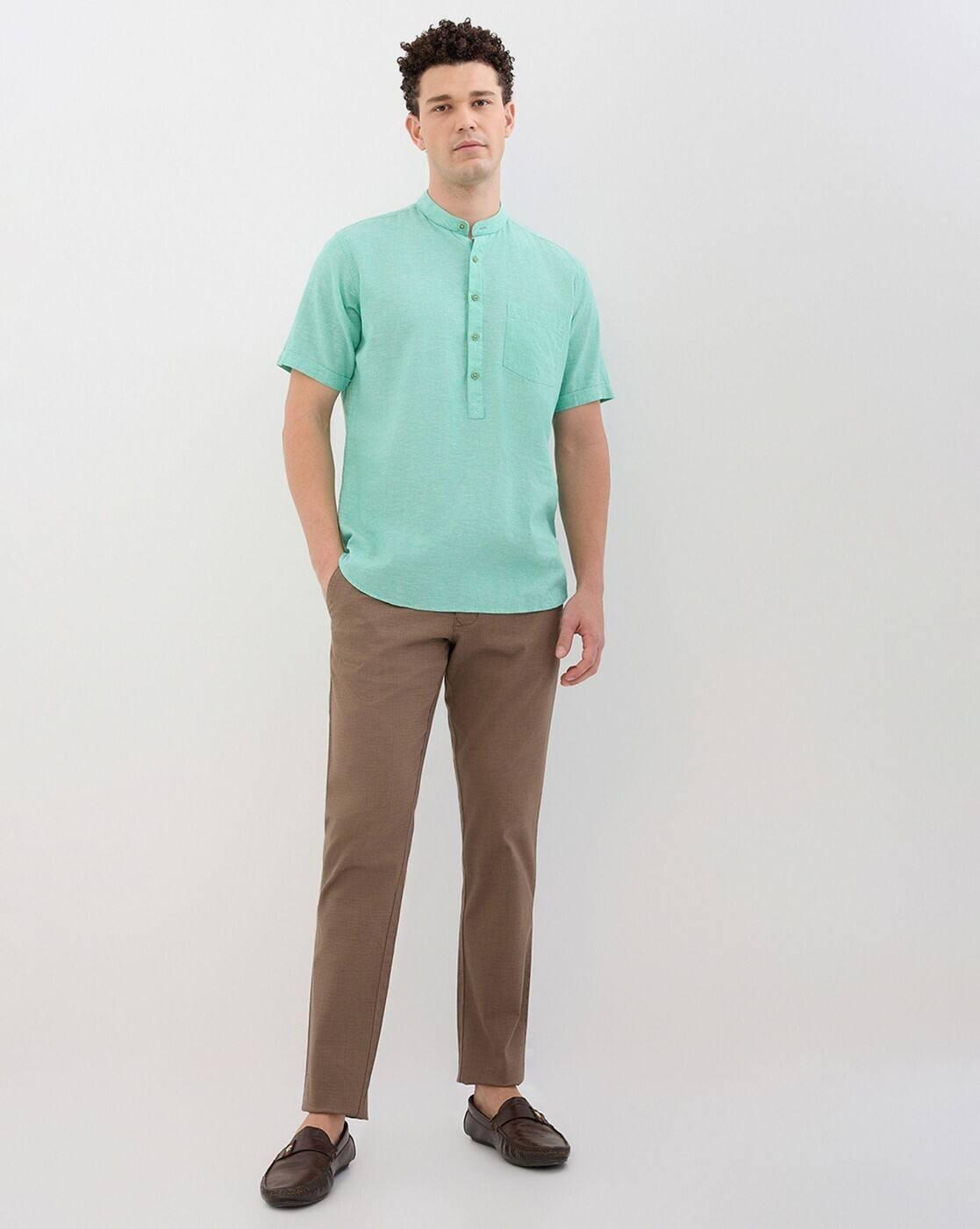 BASIC FLAT FRONT TROUSER IN L, BROWN, 32