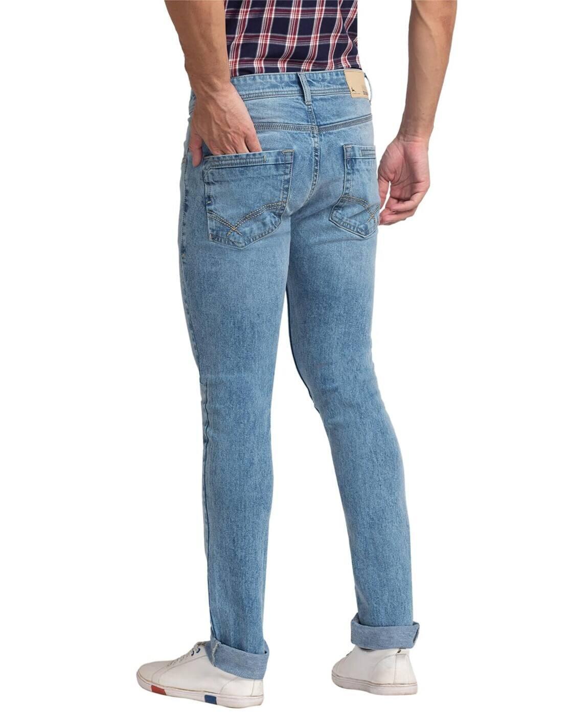 Men Lightly Washed Slim Tapered Fit Jeans