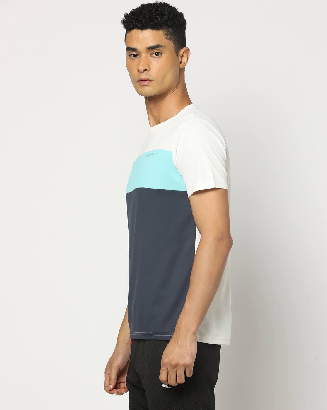 Men Colourblock Regular Fit Crew-Neck T-Shirt