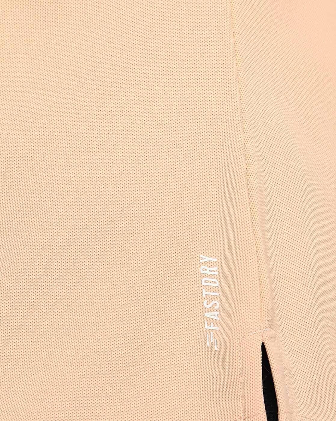 SLEEVELESS JOHNNY COLLAR POLO, PEACH, L