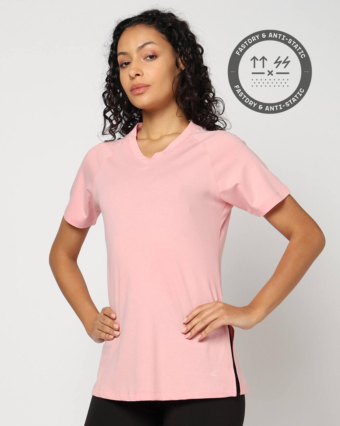 Women V-Neck Fitted Sporty T-Shirt