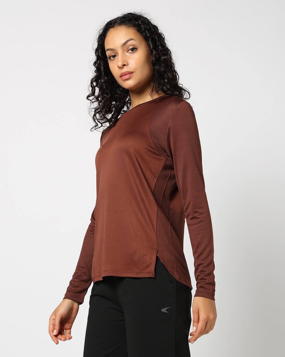 Women Patterned Fitted Crew-Neck T-Shirt