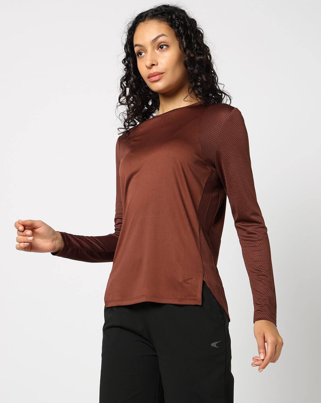 Women Patterned Fitted Crew-Neck T-Shirt