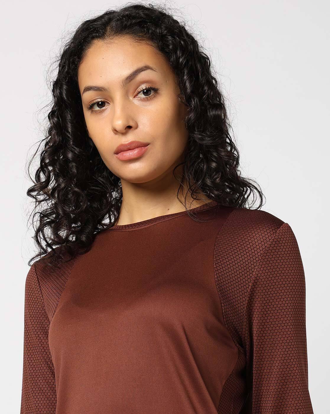 Women Patterned Fitted Crew-Neck T-Shirt