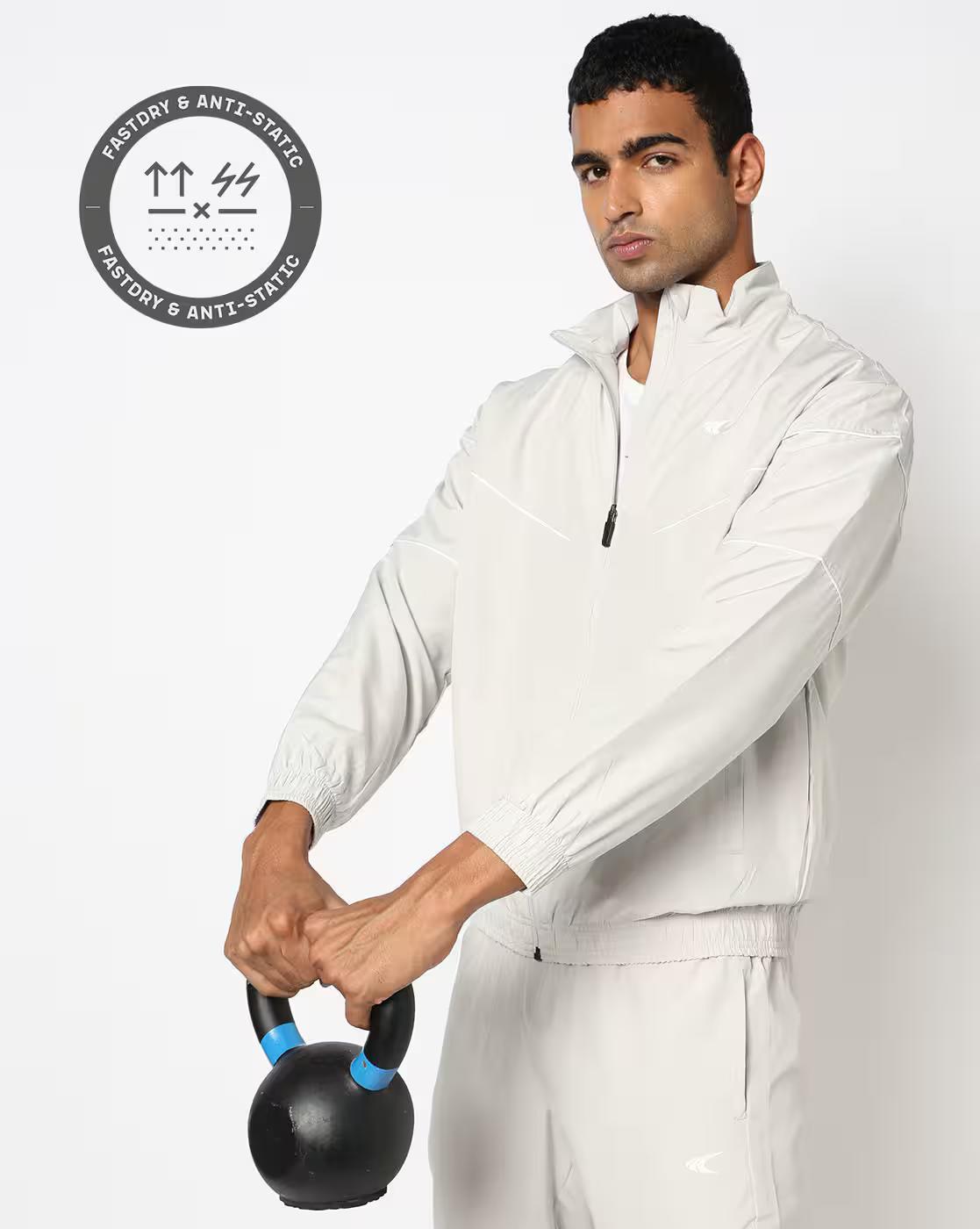 Men Regular Fit Piping Track Jacket