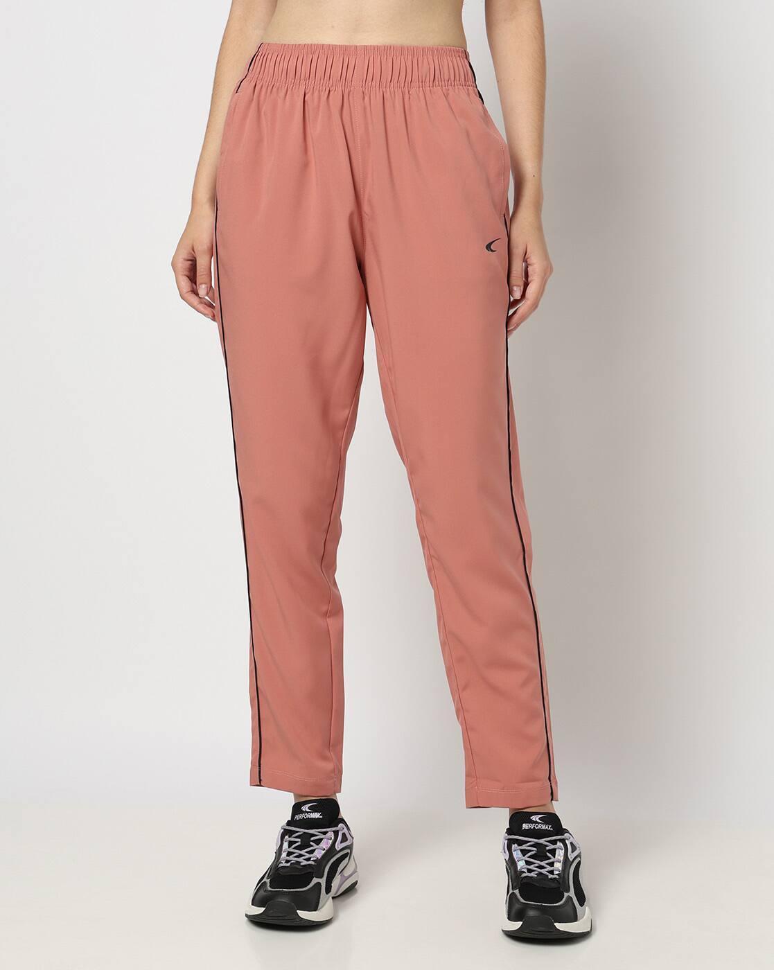Women Contrast Piping Tapered Fit Track Pants