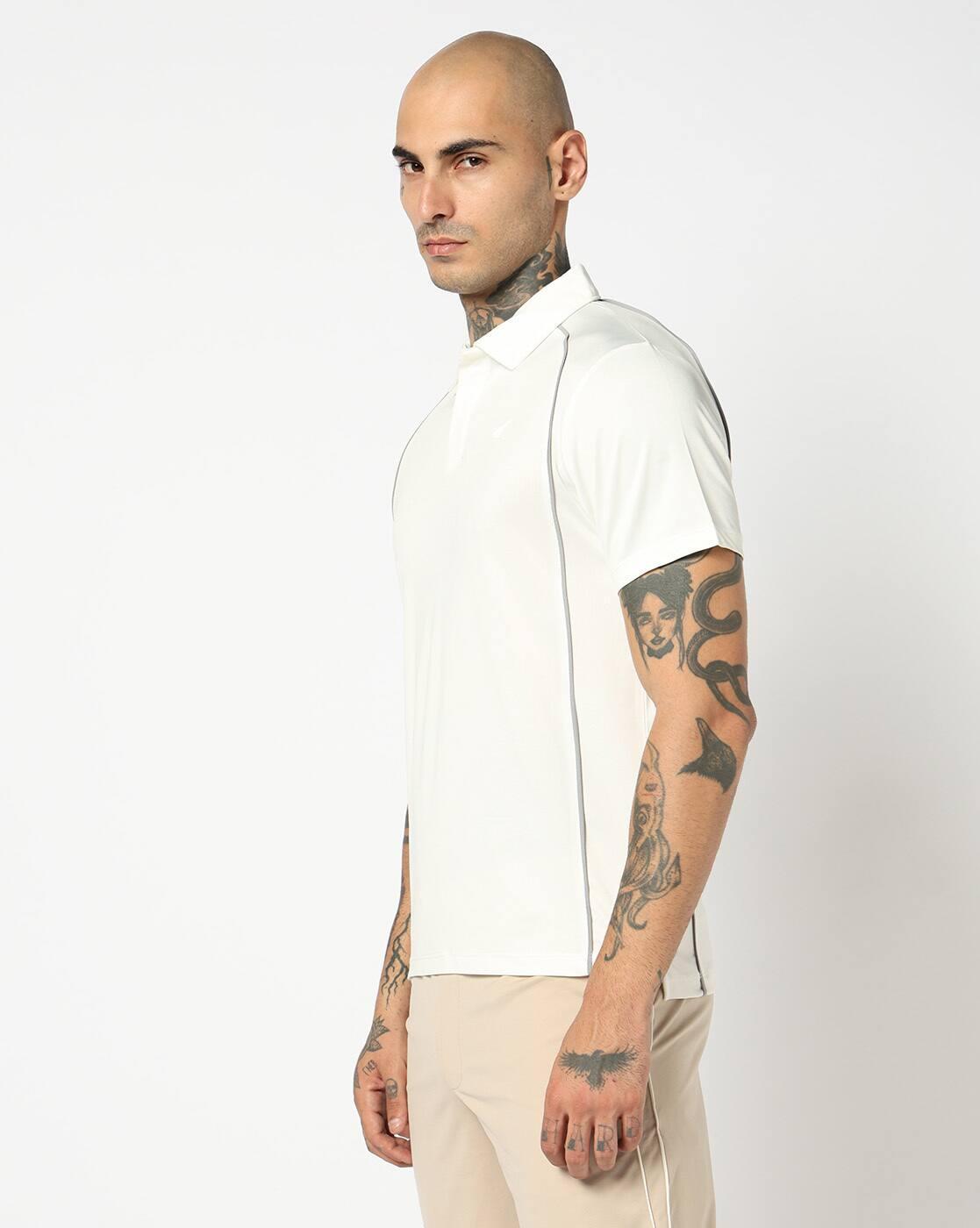 Mens Racquet Regular Fit Polo T-Shirt with Flat Seam Detail