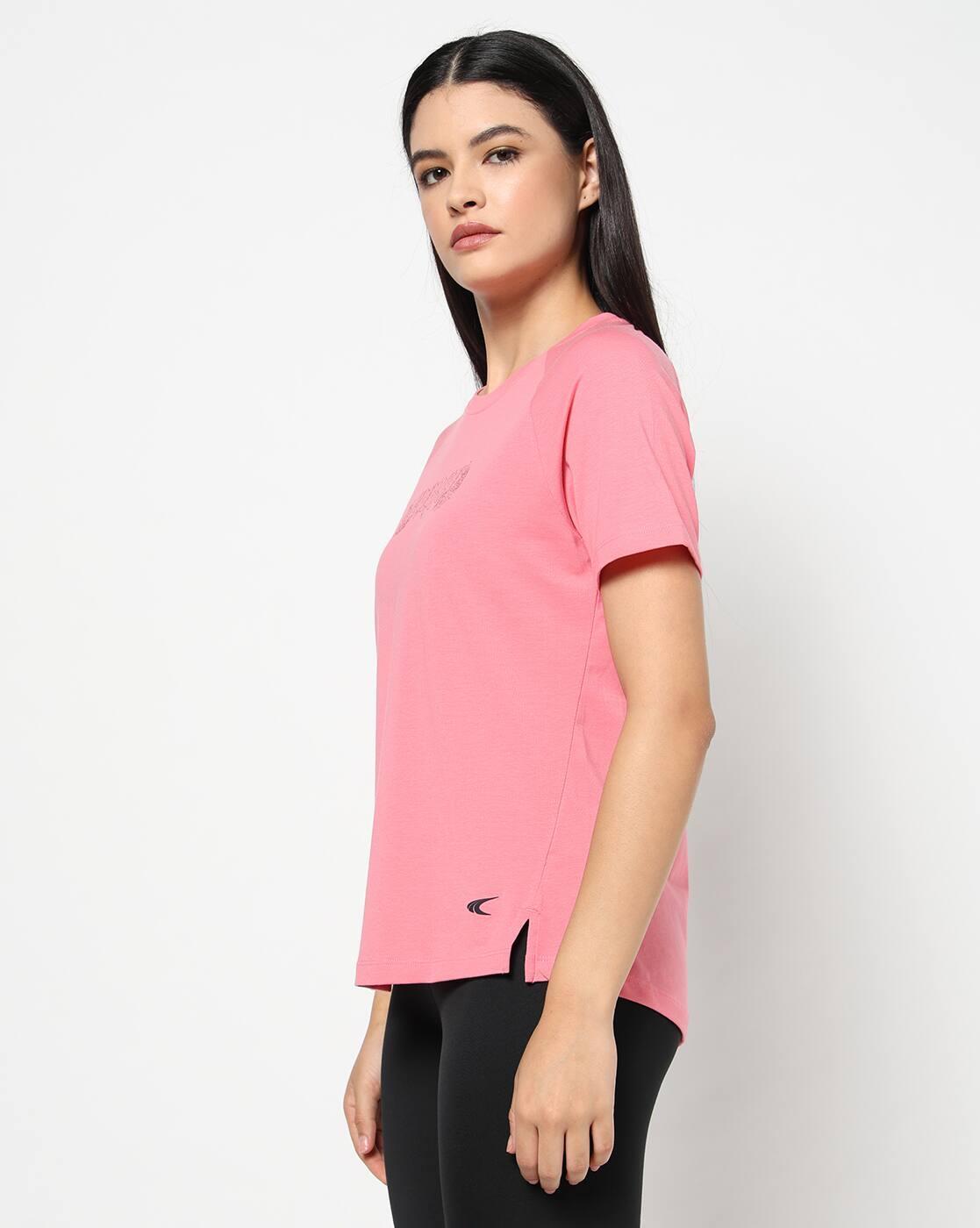 Women Typographic Print Regular Fit Round-Neck T-Shirt