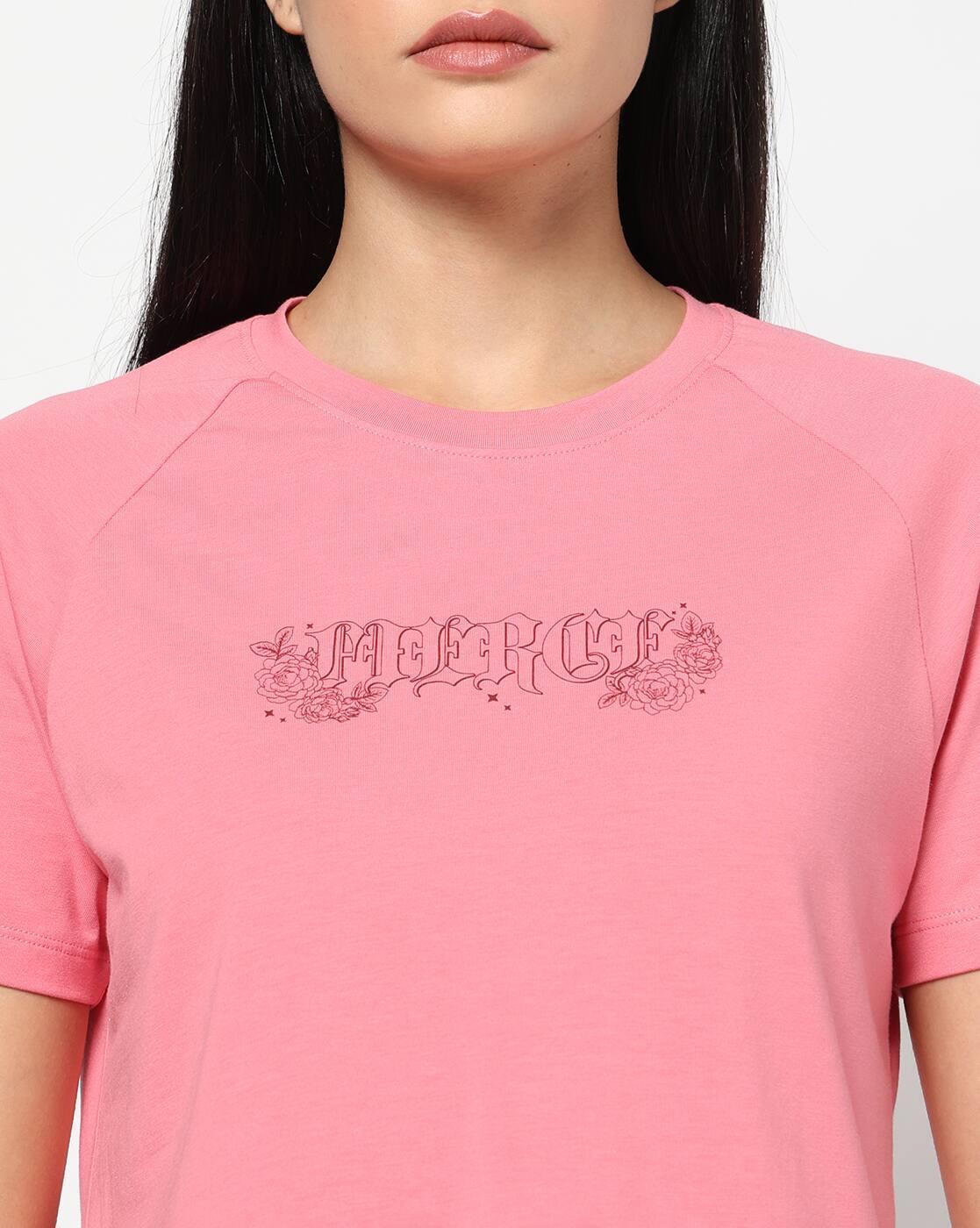 Women Typographic Print Regular Fit Round-Neck T-Shirt