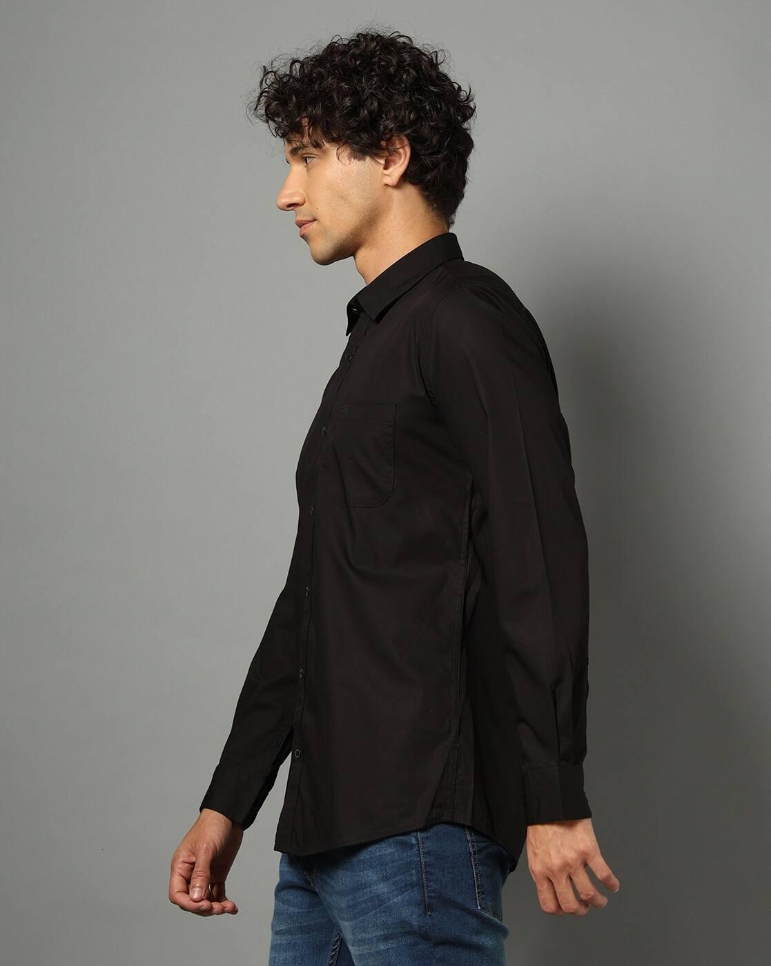 PE CASUAL SHIRT  PCSFSSLBC168, BLACK, 42