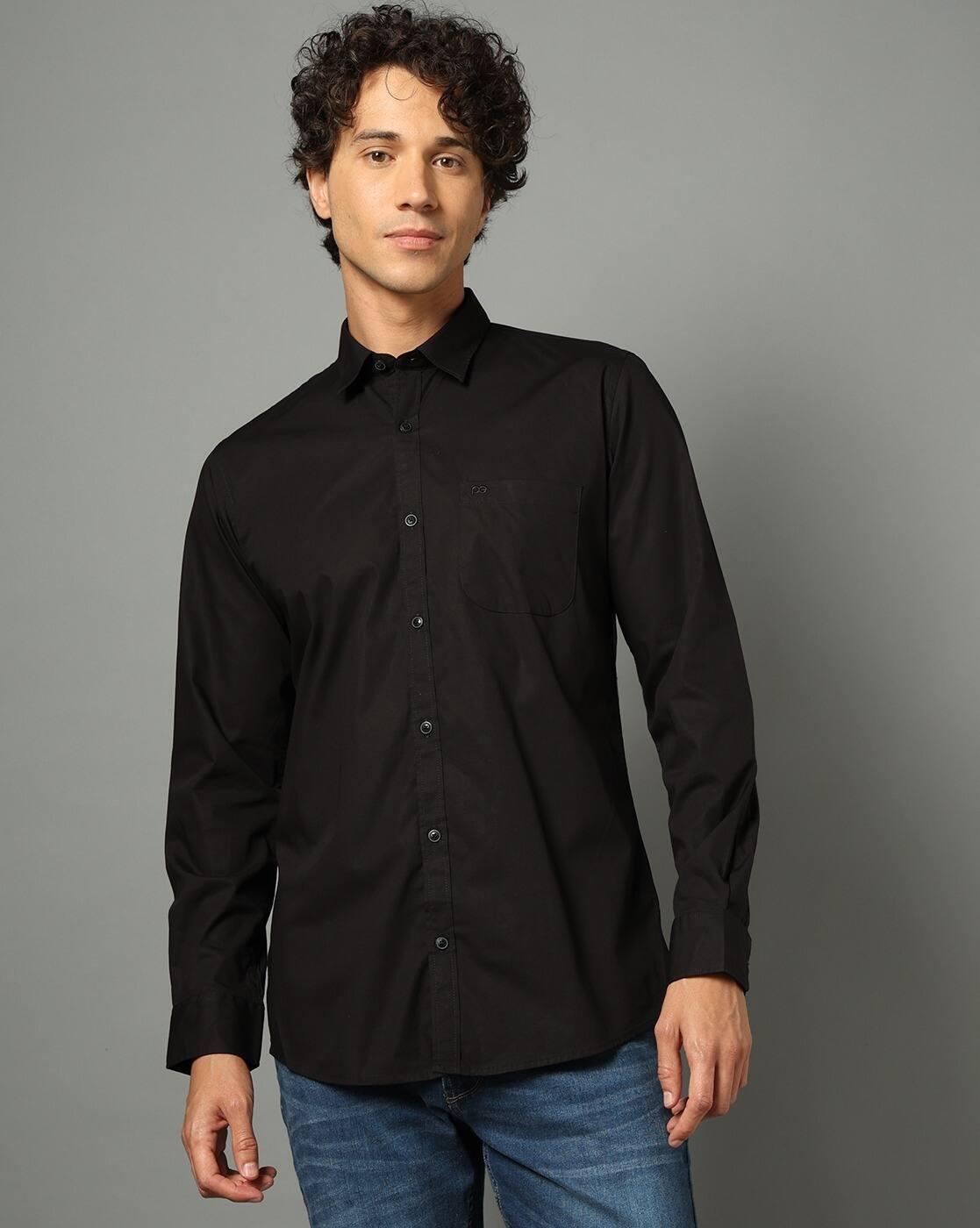 PE CASUAL SHIRT  PCSFSSLBC168, BLACK, 42