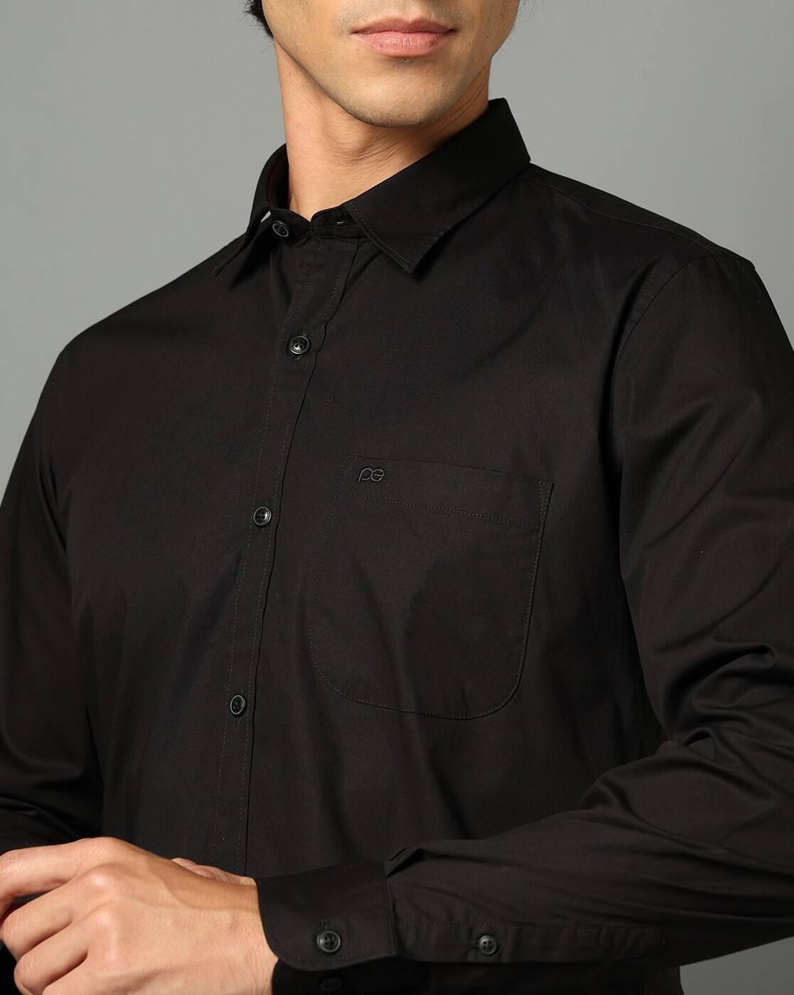PE CASUAL SHIRT  PCSFSSLBC168, BLACK, 42