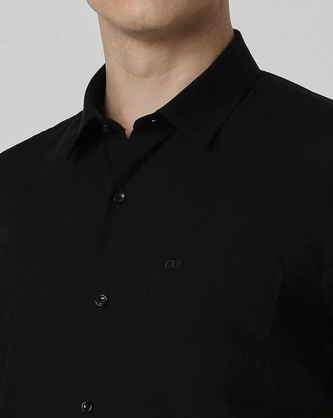 PE FORMAL SHIRT  PESHMSLBW362, BLACK, 44