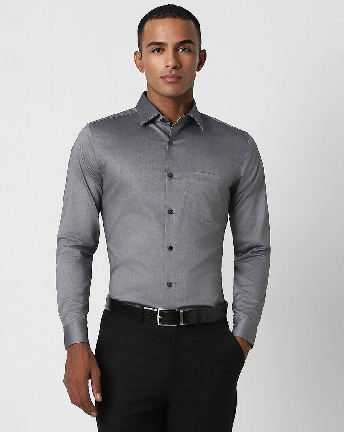 Men Slim Fit Cotton Shirt with Patch Pocket