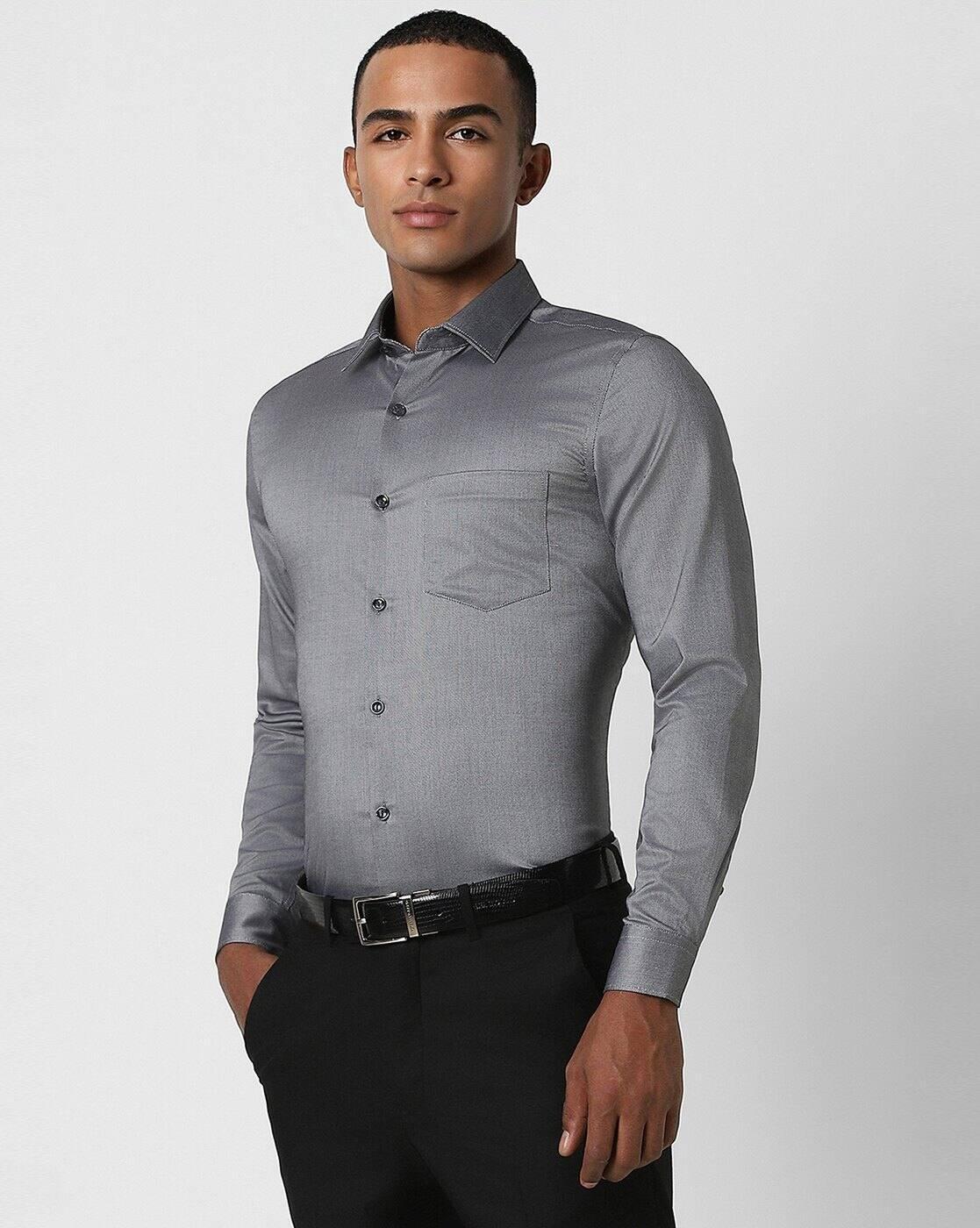 Men Slim Fit Cotton Shirt with Patch Pocket
