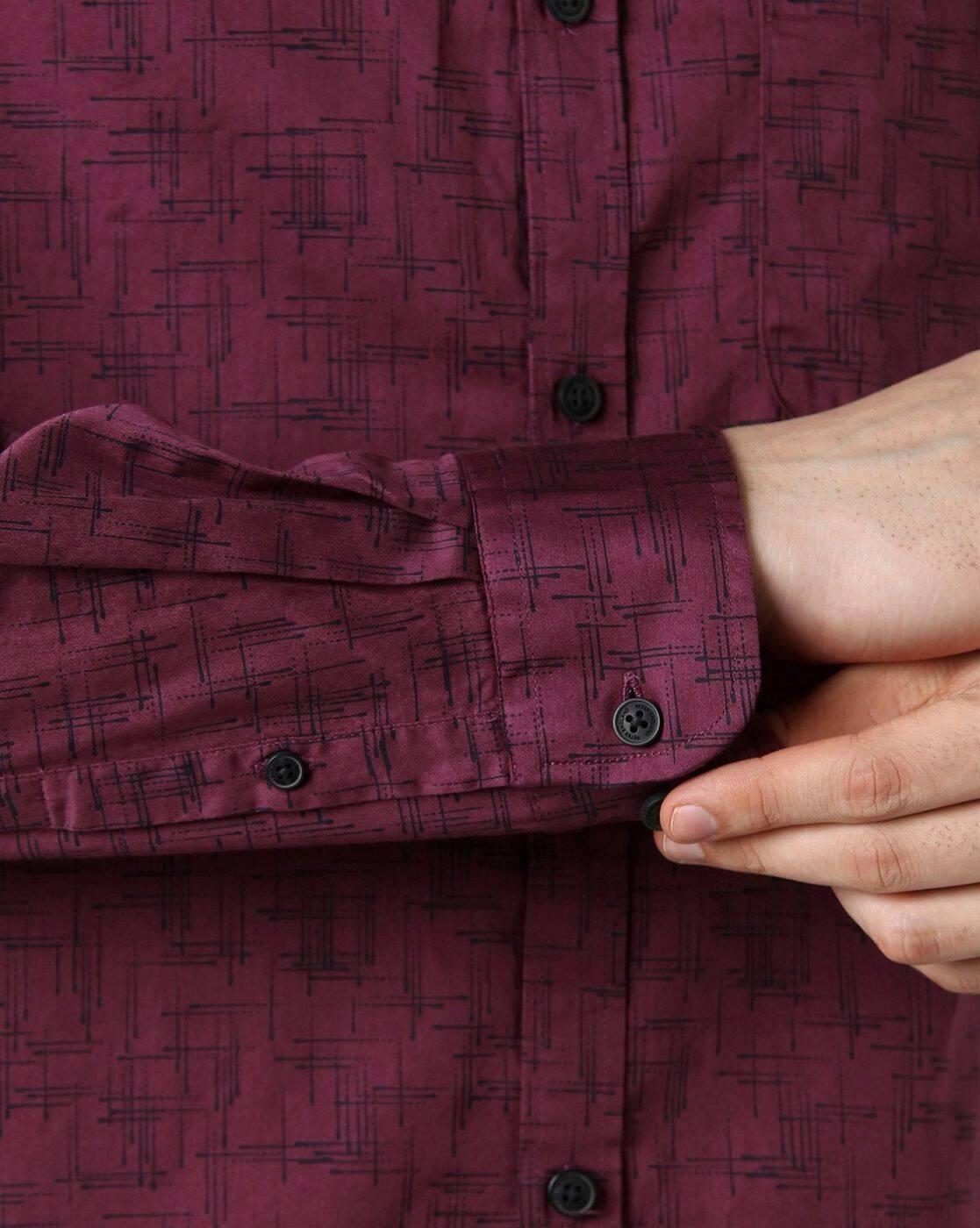 Men Micro Print Slim Fit Shirt