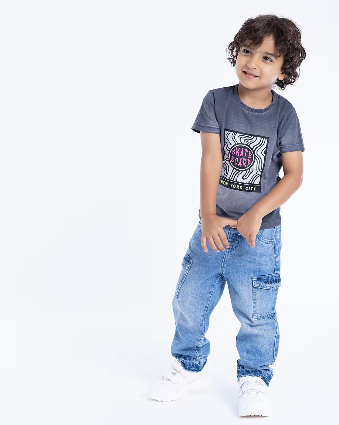 CARGO DENIM WITH POCKET, BLUE, 6-12M