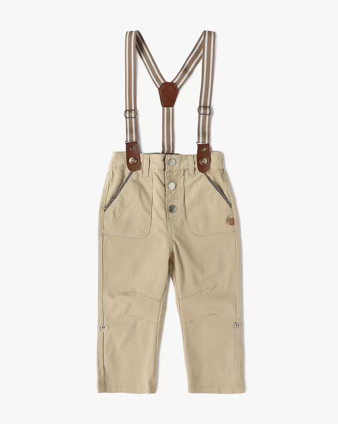 PANT WITH SUSPENDER, BEIGE, 3-4Y