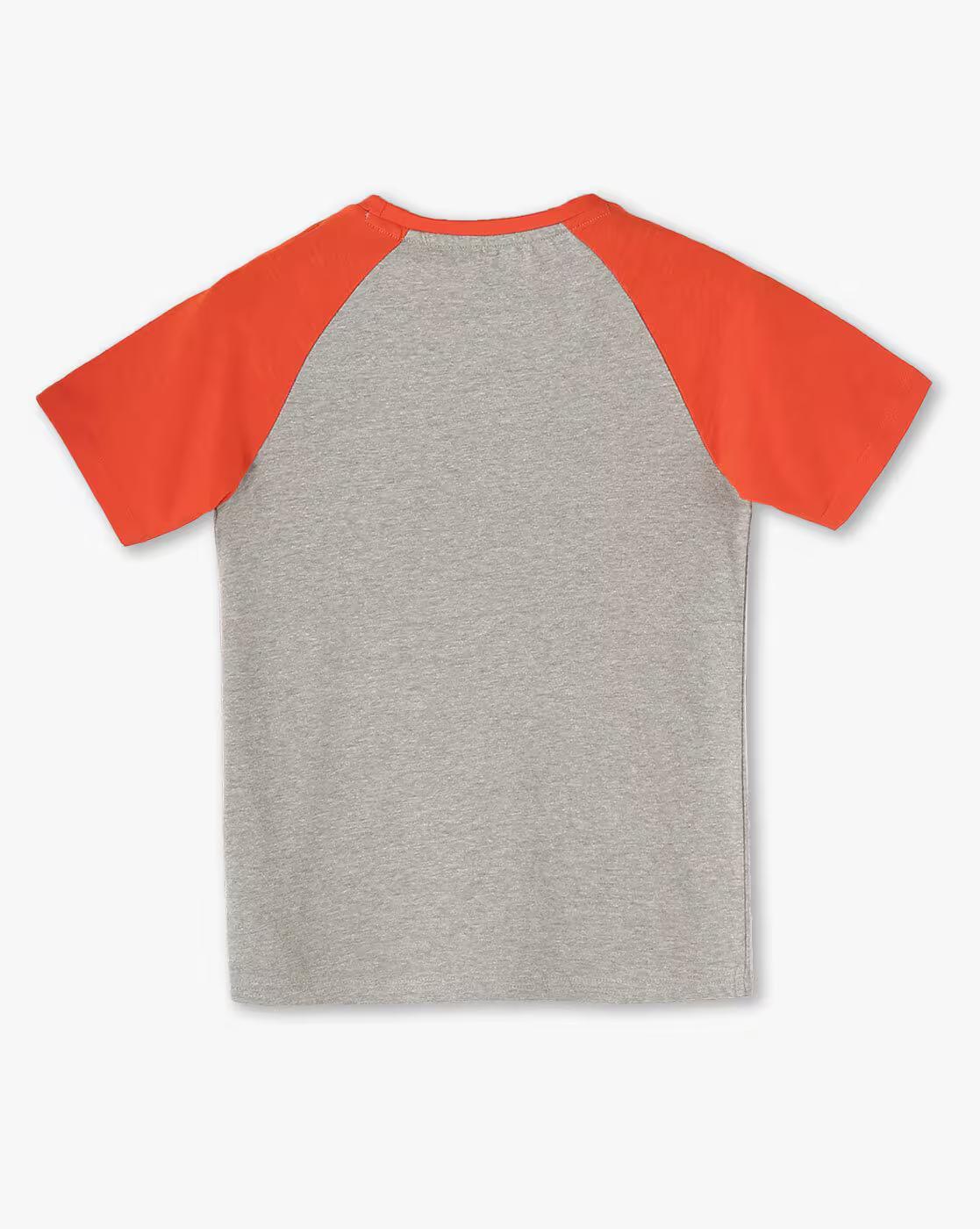 RAGLAN TEE, GREY, 7-8Y